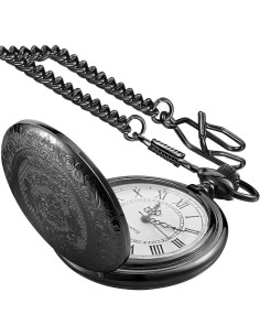 Reloj de bolsillo SwitchMe negro con flores y números romanos 2