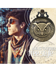 Reloj de bolsillo JewelryWe bronce steampunk con cadena 80 cm 2