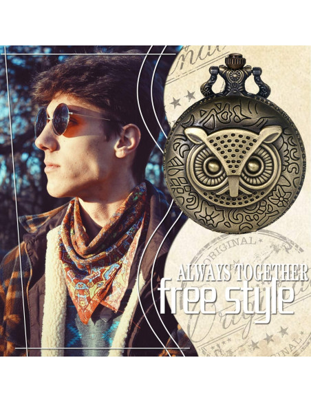 Reloj de bolsillo JewelryWe bronce steampunk con cadena 80 cm