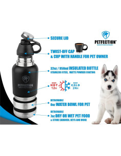 Botella de Agua Portátil PETFECTION 32oz con Cuencos Desmontables 2