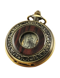 Reloj de bolsillo VIGOROSO mecánico vintage bronce con cadena