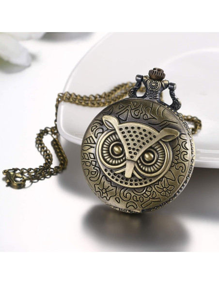 Reloj de bolsillo JewelryWe bronce steampunk con cadena 80 cm