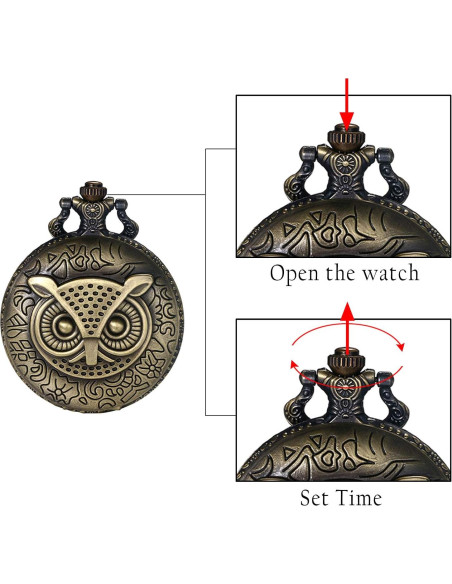 Reloj de bolsillo JewelryWe bronce steampunk con cadena 80 cm