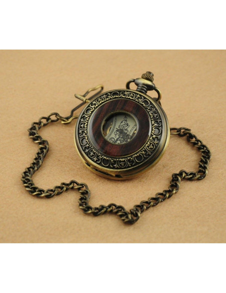 Reloj de bolsillo VIGOROSO mecánico vintage bronce con cadena Reloj de bolsillo VIGOROSO mecánico vintage bronce con cadena