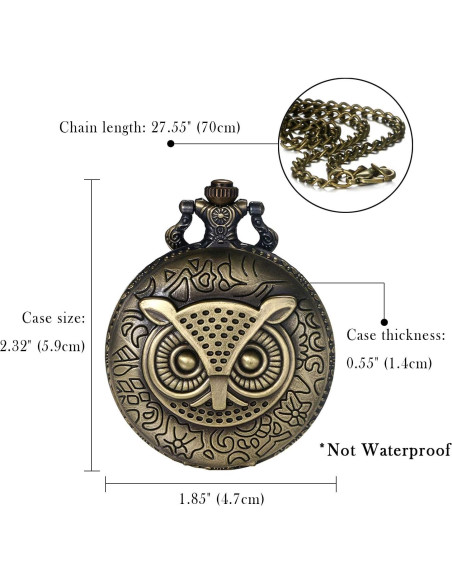 Reloj de bolsillo JewelryWe bronce steampunk con cadena 80 cm