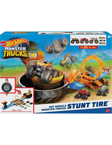 Juego de Pistas Hot Wheels Camiones Monstruo 1:64 con Neumático