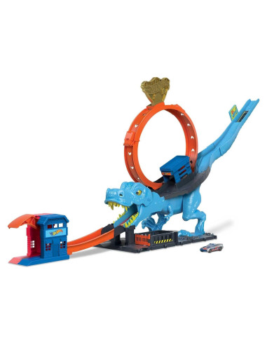 Juego de Pista Hot Wheels City T-Rex Chomp Down con Auto