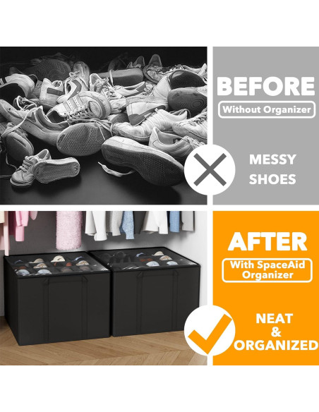 Organizador de Zapatos SpaceAid Plegable 32 Compartimentos Negro