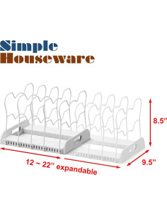 Organizador de Sartenes Ajustable Simple Houseware, 10 Compartimentos, Blanco 2