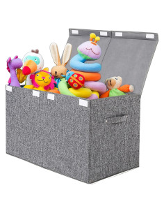 Caja de Juguetes Grande Popoly 83L Gris Plegable con Tapa