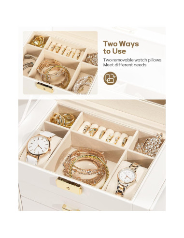 Caja de Joyería Homde Grande con Espejo y Cerradura