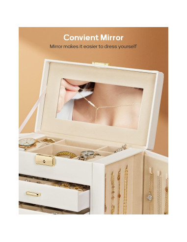 Caja de Joyería Homde Grande con Espejo y Cerradura