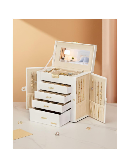 Caja de Joyería Homde Grande con Espejo y Cerradura