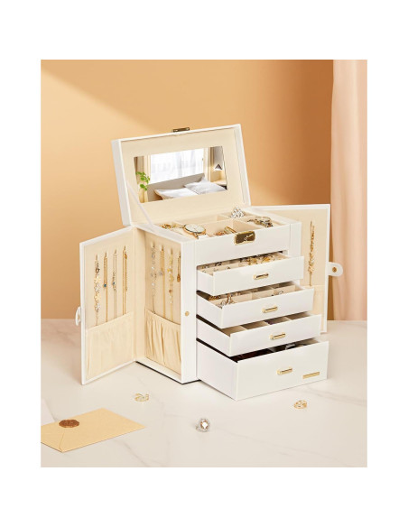 Caja de Joyería Homde Grande con Espejo y Cerradura