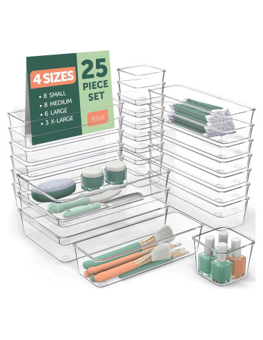 Juego de 25 Organizadores de Cajones RUBOXA Transparentes