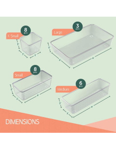 Juego de 25 Organizadores de Cajones RUBOXA Transparentes 2