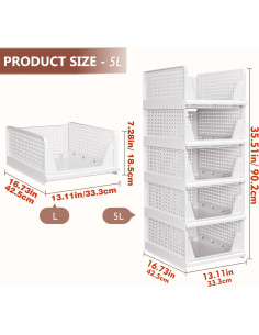 Organizadores de Closet Plegables CTSNSLH 5L Blanco - 5 Pack 2