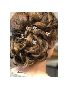 Horquillas de boda Aegenacess 5PCS Plata con Strass