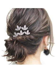 Horquillas de boda Aegenacess 5PCS Plata con Strass 2