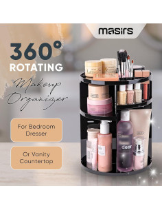 Organizador de Maquillaje Giratorio 360 Masirs Negro Ajustable 2