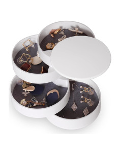 Organizador de Joyería CONBOLA, Estuche Rotatorio 4 Capas Blanco