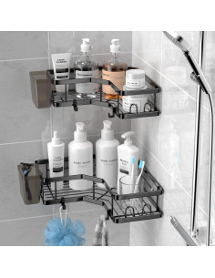 Organizador de Ducha Esquinero AKTECKE 2 Estantes Adhesivos 2