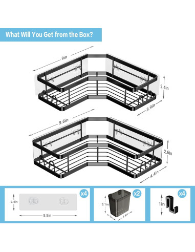 Organizador de Ducha Esquinero AKTECKE 2 Estantes Adhesivos