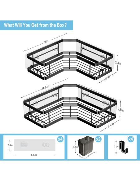 Organizador de Ducha Esquinero AKTECKE 2 Estantes Adhesivos