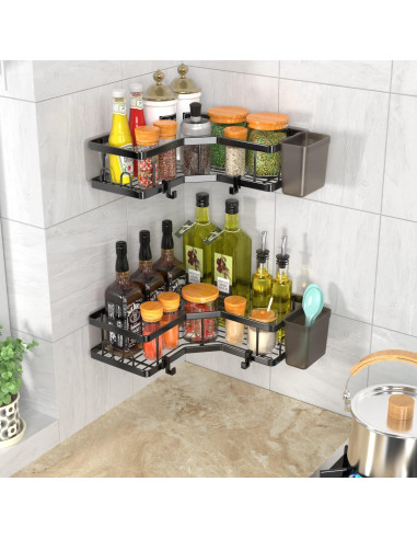 Organizador de Ducha Esquinero AKTECKE 2 Estantes Adhesivos