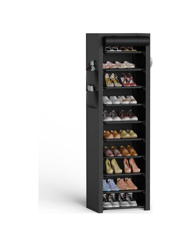 Estante para Zapatos VTRIN 10 Niveles Negro a Prueba de Polvo