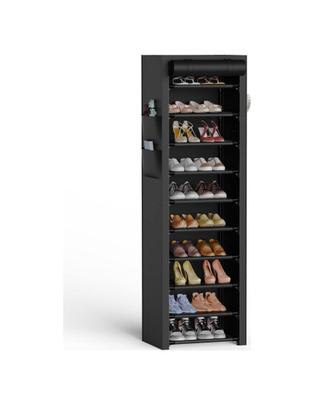 Estante para Zapatos VTRIN 10 Niveles Negro a Prueba de Polvo