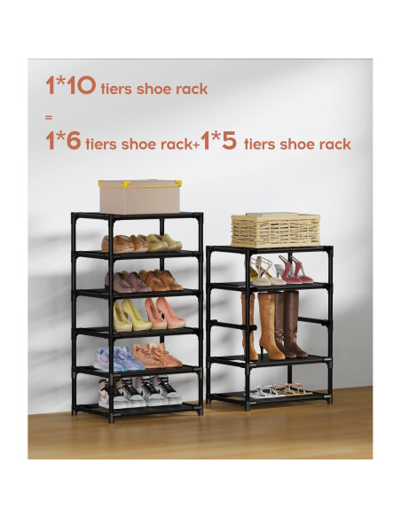 Estante para Zapatos VTRIN 10 Niveles Negro a Prueba de Polvo
