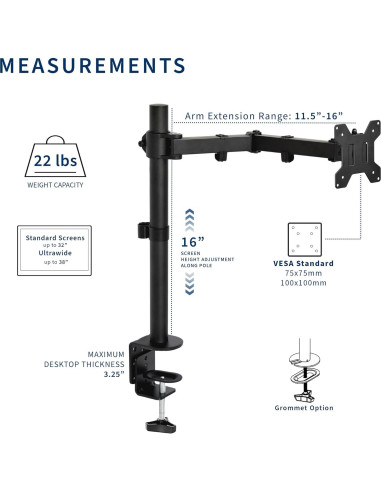 Soporte de Monitor VIVO STAND-V001 Ajustable hasta 38"