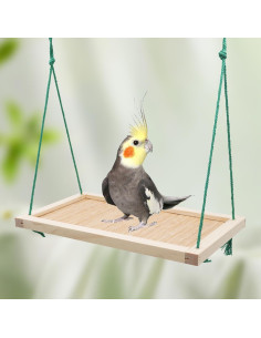 Hamaca de Madera y Bambú para Aves Oooct 31.5x17.9cm 2