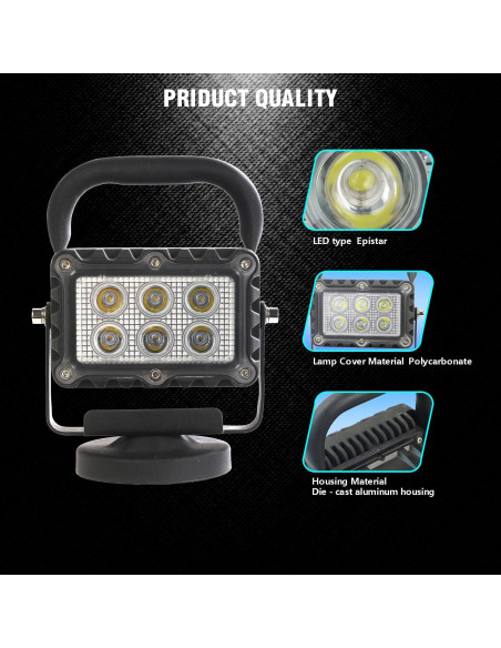 Luz de trabajo LED SMA 18W 2400 lúmenes portátil magnética