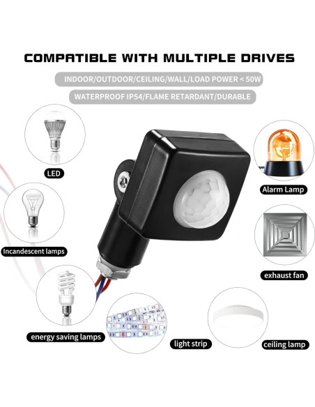 Sensor de Movimiento Exterior ONEVER 110V 20 pies Ajustable Sensor de Movimiento Exterior ONEVER 110V 20 pies Ajustable