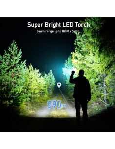 Linterna Recargable Blukar K9132 LED Zoomable 1800mAh 2