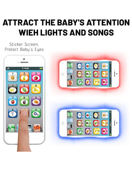 Teléfono Juguete Interactivo Wolmund con 8 Funciones y Luces