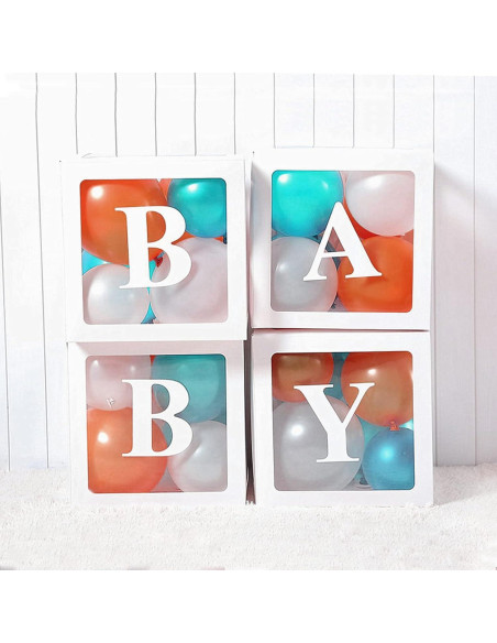 Cajas para Bebés QPEY 4PCS con Letras para Baby Shower Cajas para Bebés QPEY 4PCS con Letras para Baby Shower