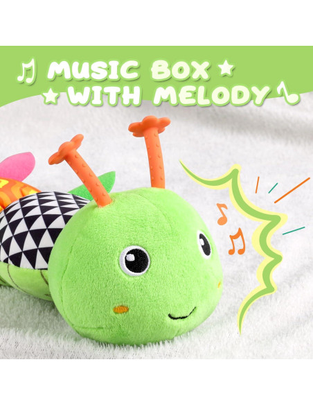Juguete Musical de Peluche Oruga Verde para Bebés 0-12 Meses