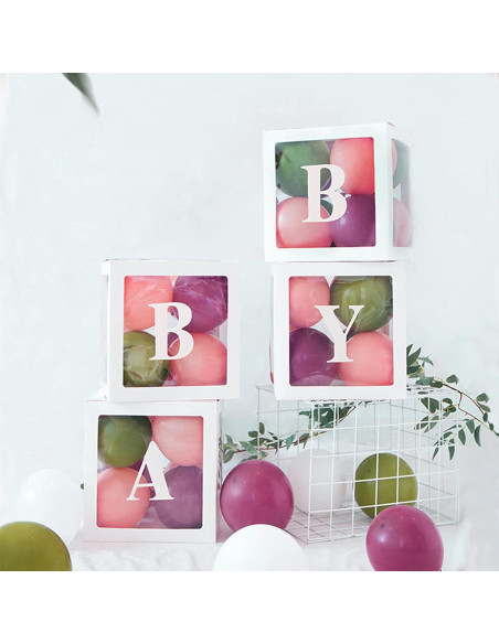 Cajas para Bebés QPEY 4PCS con Letras para Baby Shower Cajas para Bebés QPEY 4PCS con Letras para Baby Shower