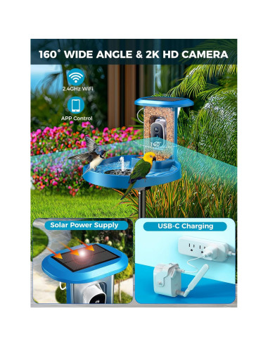 Comedero Inteligente EAST OAK para Aves 2-en-1 con Cámara 2K