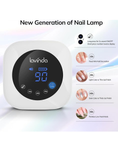 Lámpara de Uñas UV LED Lavinda 54W Inalámbrica con Temporizador 2