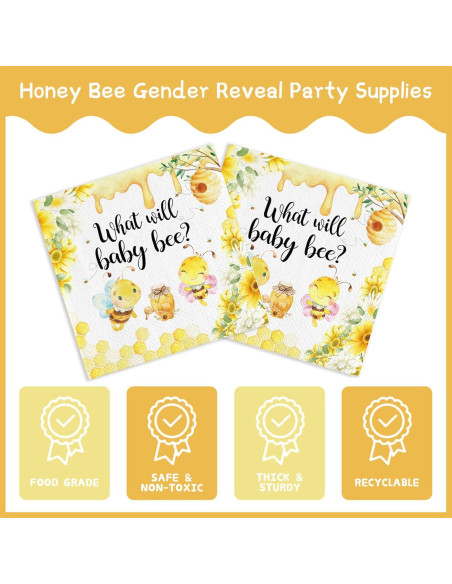 Juego de Vajilla de Revelación de Género Abeja AURORAPARTY 24 invitados