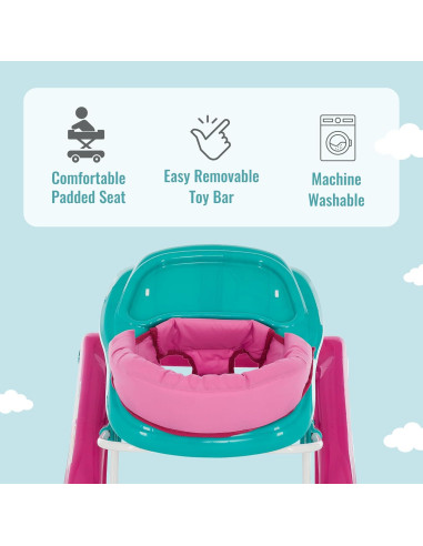 Andador 2-en-1 Dream On Me Ava Teal Pink Ajustable