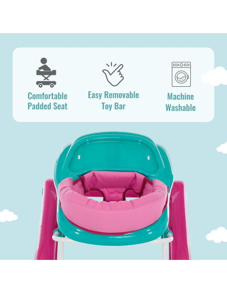 Andador 2-en-1 Dream On Me Ava Teal Pink Ajustable