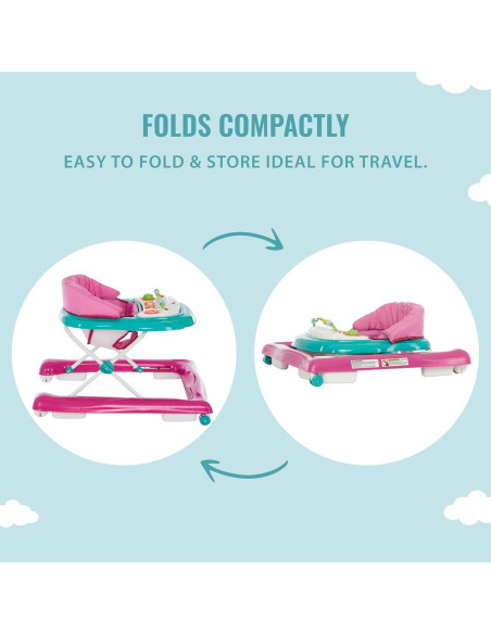 Andador 2-en-1 Dream On Me Ava Teal Pink Ajustable