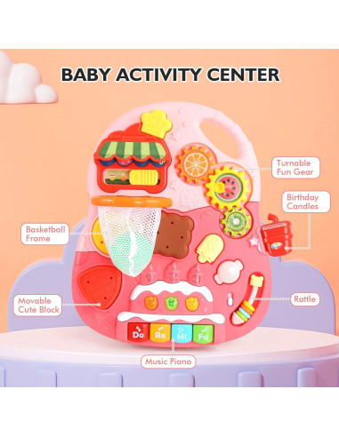 Andador 2 en 1 Eners para Bebés Rosa con Centro Musical