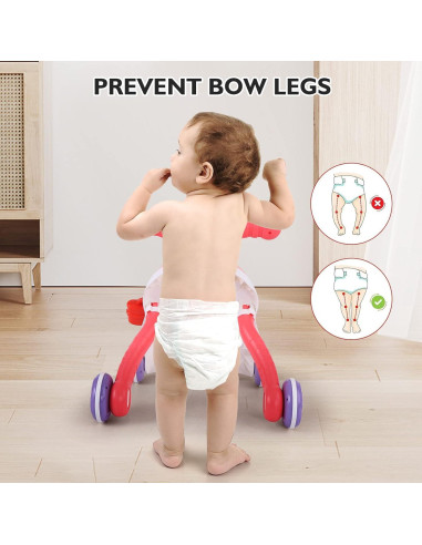 Andador 2 en 1 Eners para Bebés Rosa con Centro Musical