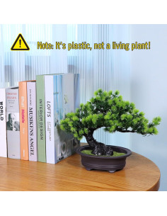 Planta Artificial Bonsai Verde YOERM 24 cm Decoración Hogar 2